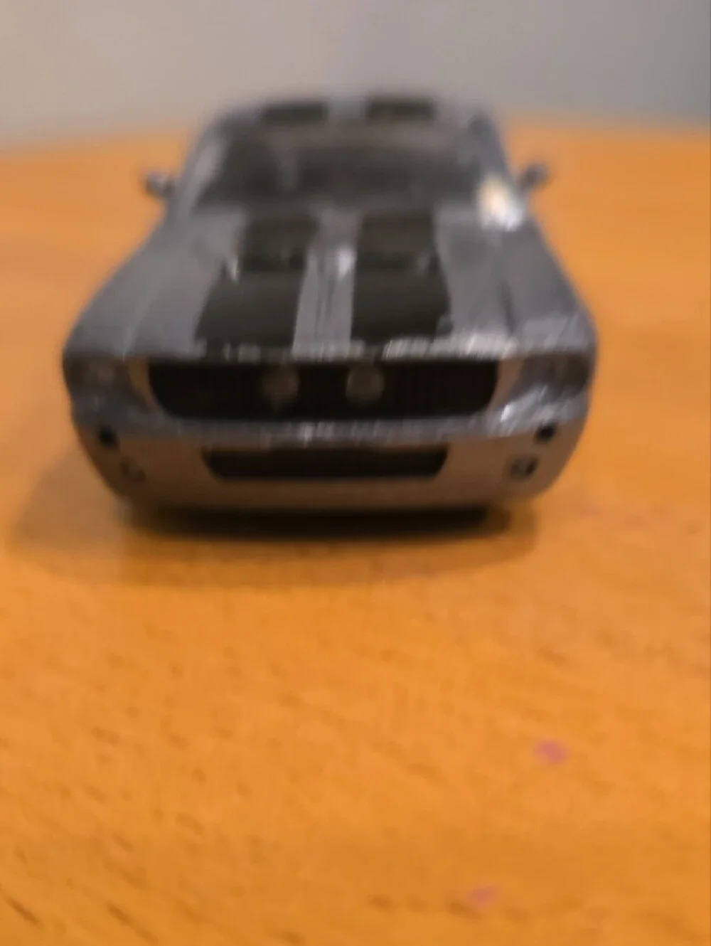 Diecast Shelby GT 500 Toy Car - Metallic Gray with Black Stripes